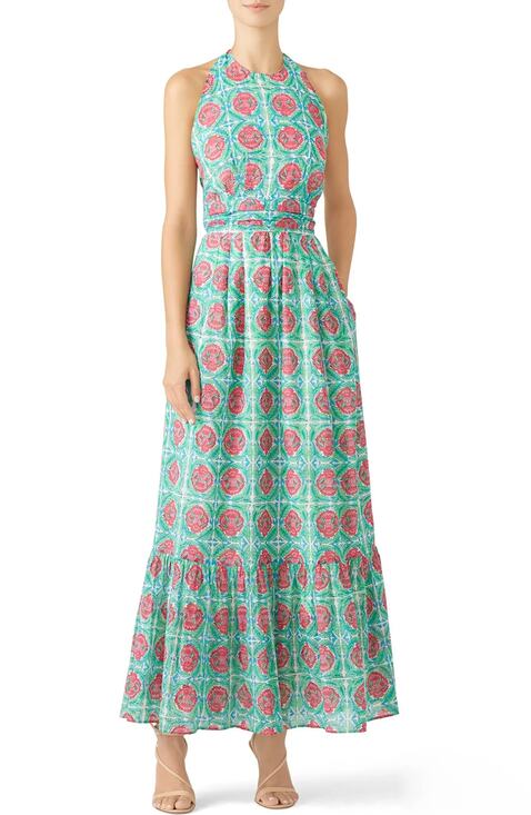 Banjanan Dresses & Skirts - NEW Banjanan Capri Maxi Dress Women XL Green Jade Botanical Halter Garden Party